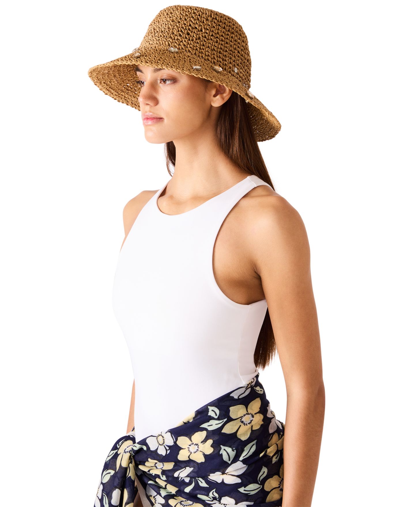 Женская панама Steve Madden Candy Crush Rhinestones Bucket Hat, цвет: Рыжевато-коричневый — фото 2