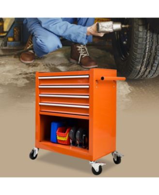  4 Drawers Multifunctional Tool Cart With Wheels-Orange