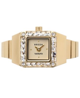 Women's x Dalmata Time Ring Clear Crystals and Gold Expandable Ring Watch, 15mm