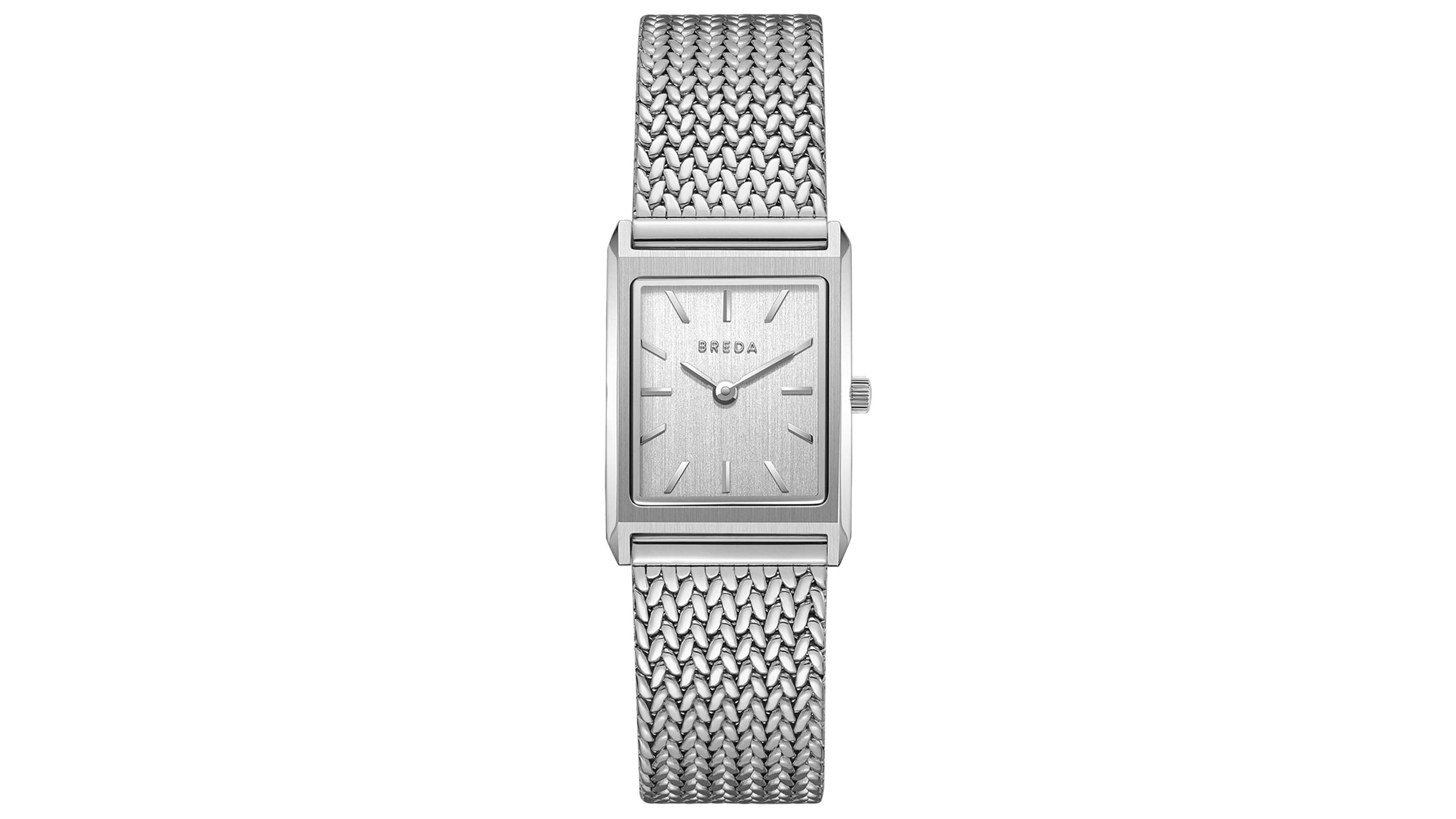 Breda Women's 'Virgil Tethered' Silver Stainless Steel Mesh Watch, 20mm