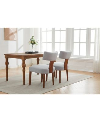  Linen Fabric Modern Armless Dining Chairs, Gray (Set of 2