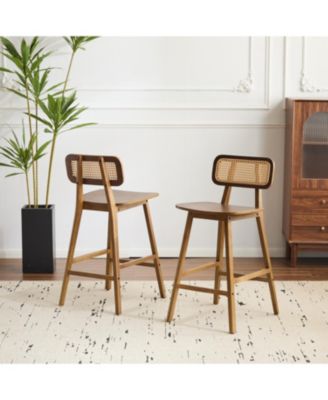 Bari Indoor Wood Barstool, Walnut Finished, Set of 2