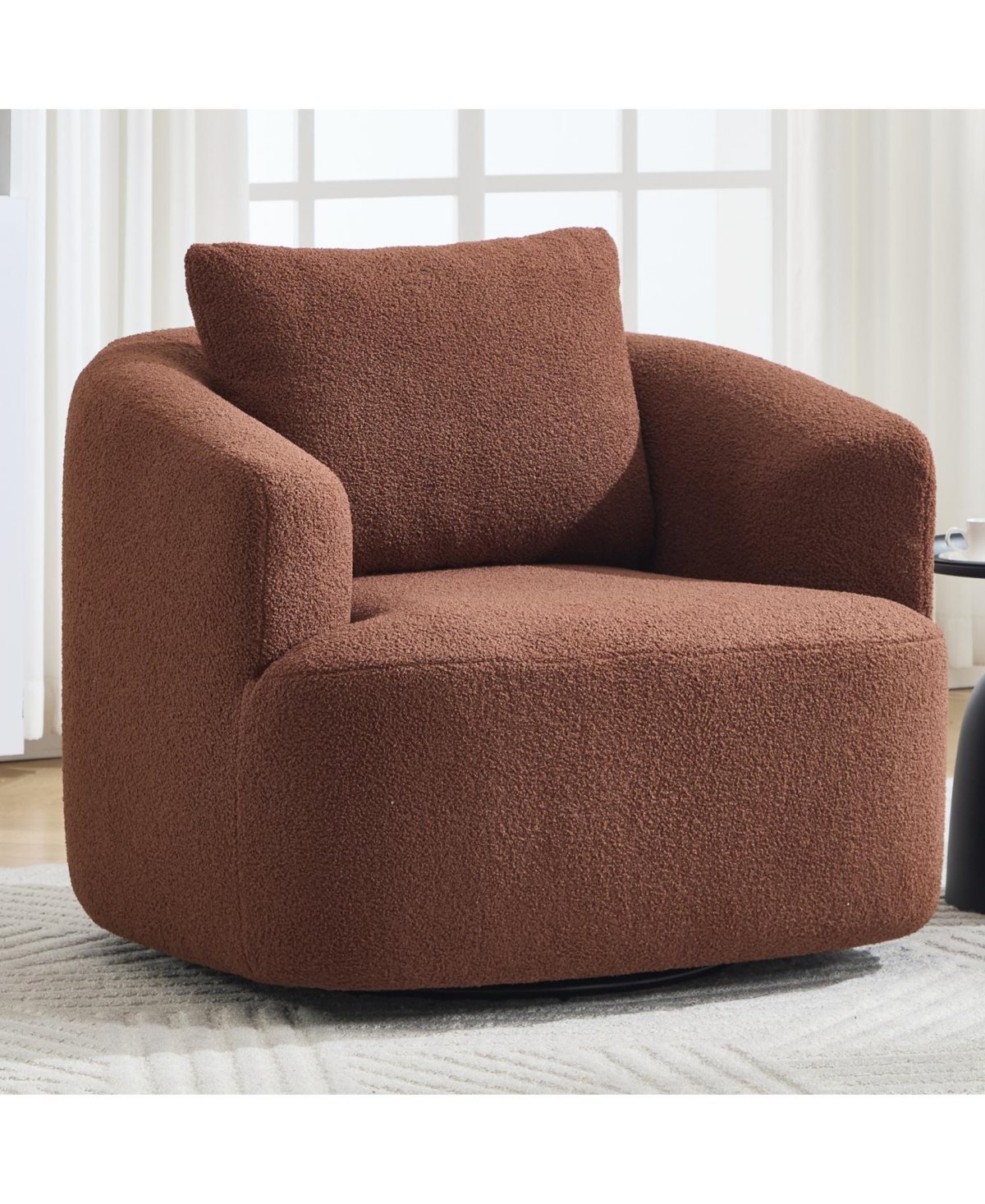 Streamdale Furniture Streamdale Swivel Teddy Fleece Comfy Chair with Pillow