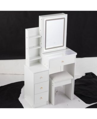 Streamdale Compact Bedside Vanity Table with LED Mirror