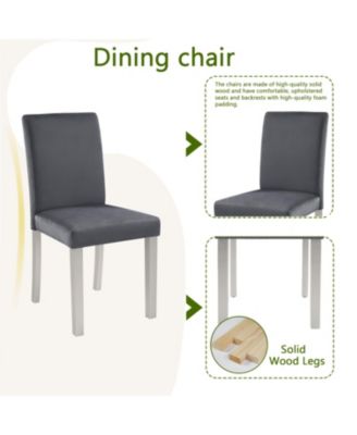 Wooden Dining Table Set with 4 Chairs & Bench - Silver Grey