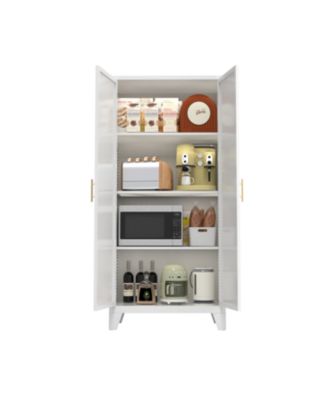 61" Metal Storage Cabinet with Adjustable Shelves (White)