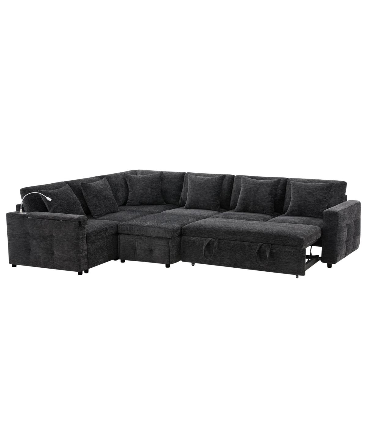 Streamdale Furniture Streamdale Modular Sectional Sofa Bed- Flip Table, Lamp, Ports, Ottoman, Tufted