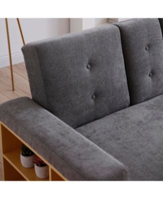 Convertible Sleeper Sofa Bed with Storage Ottoman & Drop Down Table