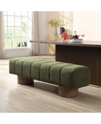 Green Boucle Upholstered Dining/Entryway Bench (300 LBS)