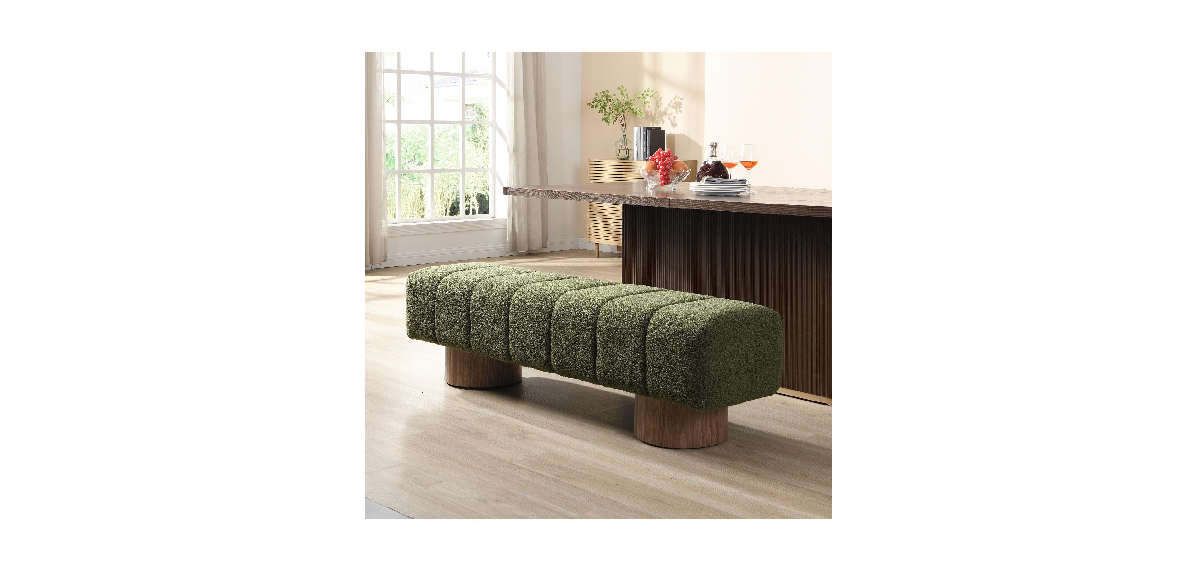 Streamdale Furniture Green Boucle Upholstered Dining/Entryway Bench (300 Lbs)