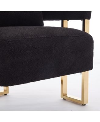 TS Modern Teddy Fleece Chair Gold Legs 2PCS Black