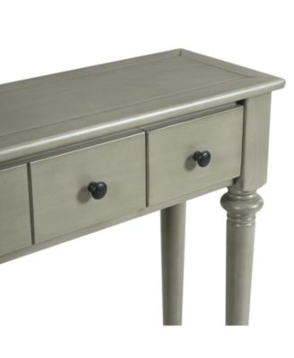 Entryway Table - Retro Console Table with 4 Drawers & Shelf (Grey Wash)