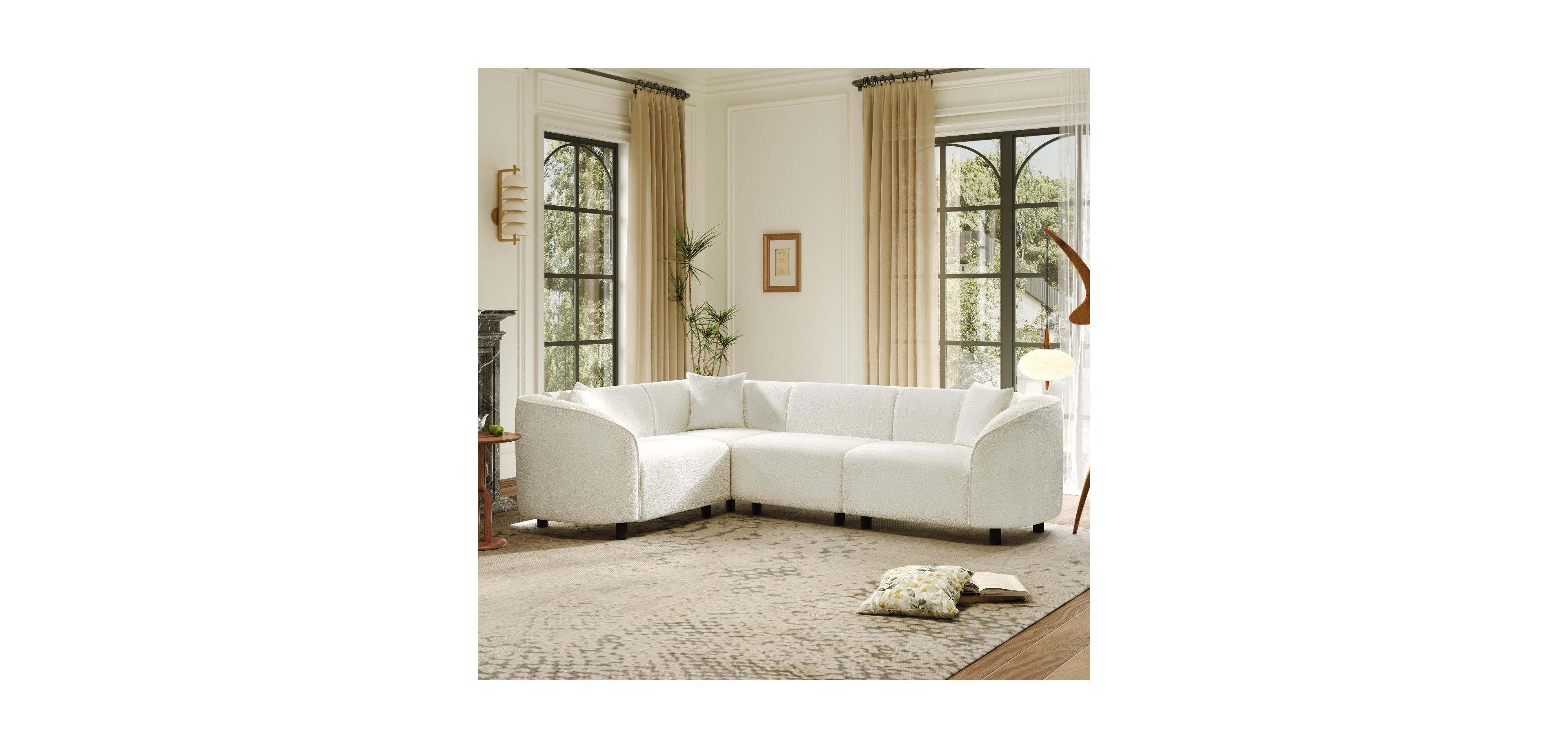 Streamdale Furniture L-Shaped Plush 4-Seat Sectional Sofa with Boucle Upholstery