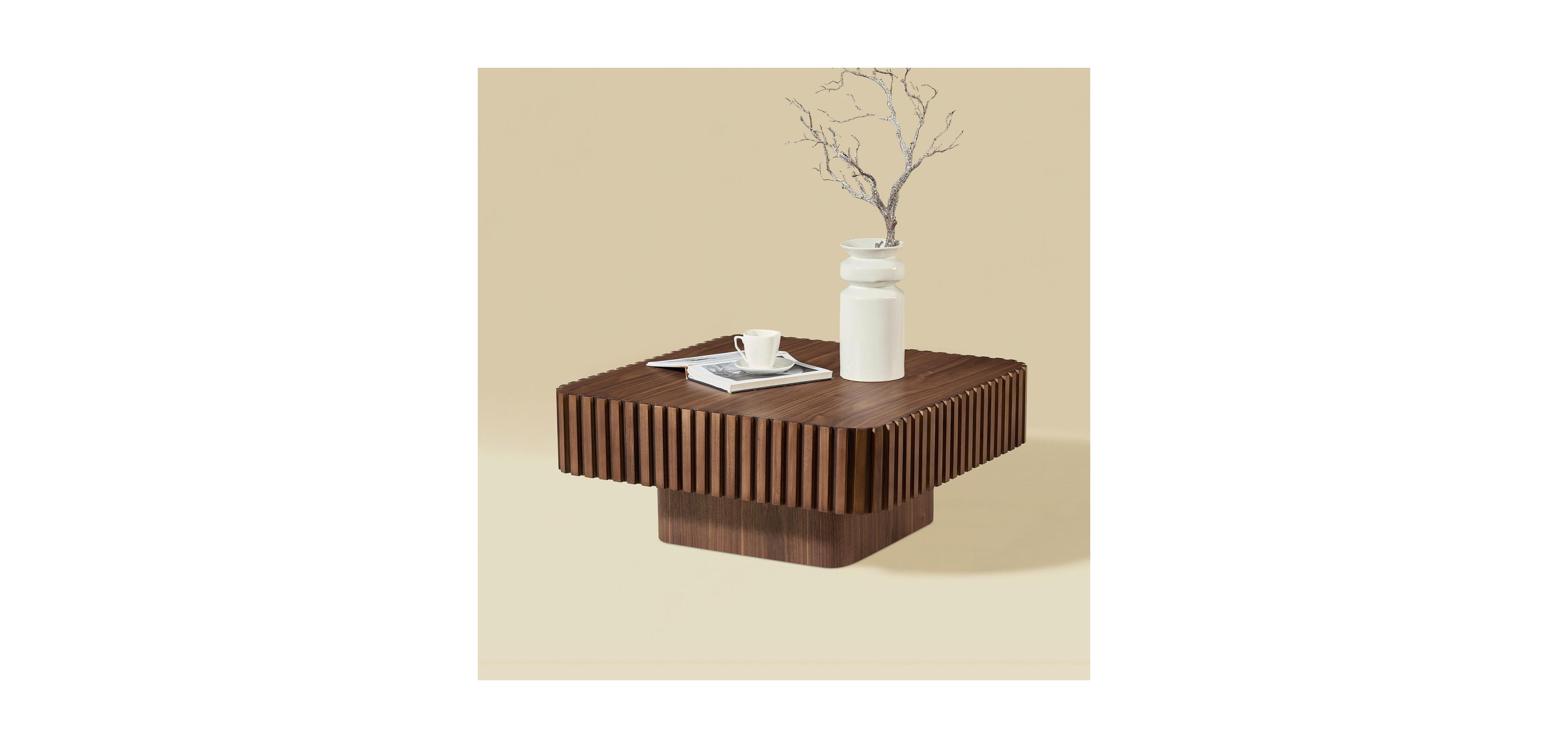 Streamdale Furniture 31.5" Modern Drum Coffee Table - Walnut