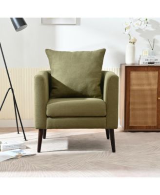 Streamdale Ergonomic Barrel Chair with Waist Pillow and Solid Wood Legs