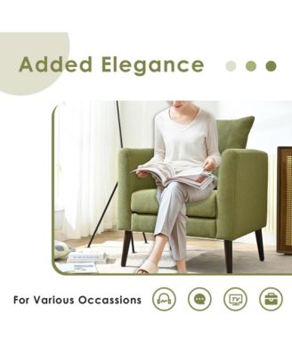 Streamdale Ergonomic Barrel Chair with Waist Pillow and Solid Wood Legs