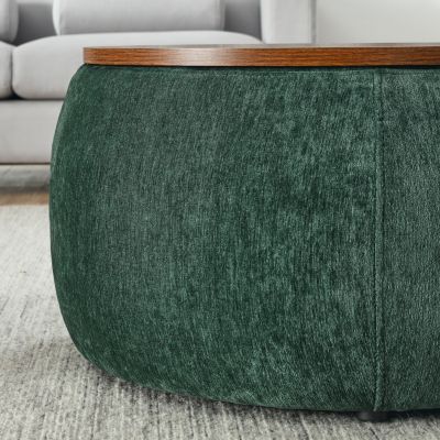 2-in-1 Round Ottoman End Table