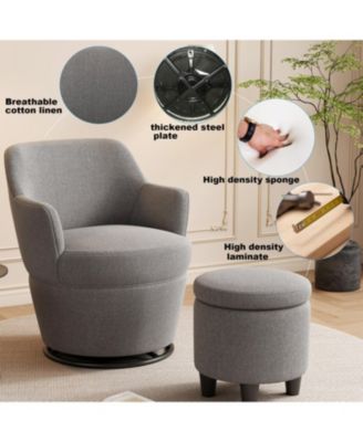  360 Swivel Accent Chair with Ottoman & Nail Trim