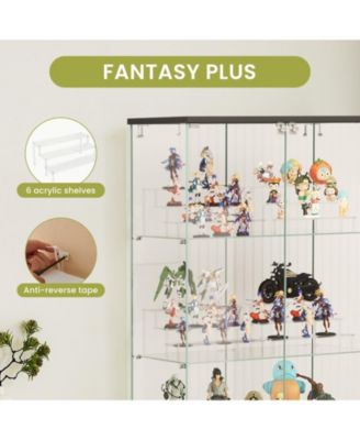 + 31.5"L x 14.2"W x 65.1"H + Glass + 4-Tier, 6 Shelves, Double-Door + Display Cabinet