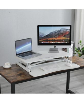 32" Height-Adjustable Desk Converter with Dual Monitor & Laptop Workstation