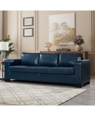 Streamdale Modern Faux Leather Sofa with Cup Holder & Storage