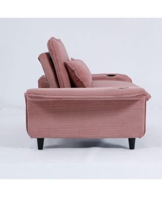 Pink Striped Sofa Bed - Adjustable Arms & Back - 65.74-inch