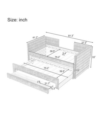 Twin Upholstered Daybed with Trundle & 3 Drawers, Chenille