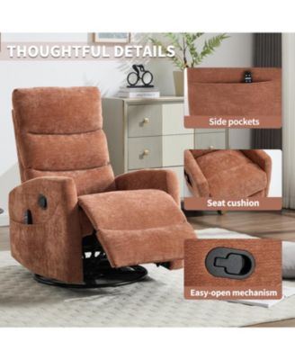  Heat Massage Rocker Recliner Chair, Swivel Fabric