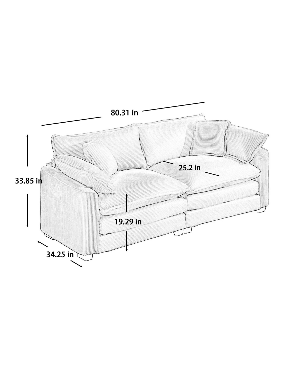 Streamdale Furniture Streamdale Corduroy 2 & 3 Seat Sofa Set