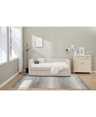  Beige Velvet Daybed - Modern Diamond Grid Design