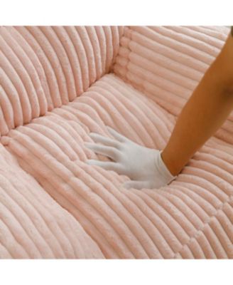 Giant Pink Plush Bean Bag Chair with Footstool