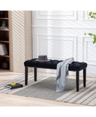 Streamdale Tufted Velvet Bench Ottoman
