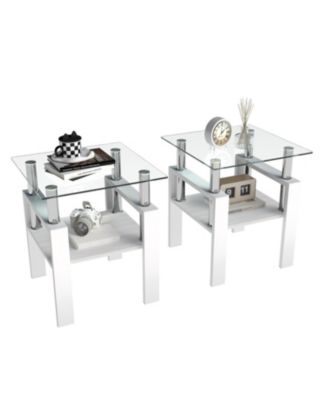 2 Modern Glass Tea/Coffee Tables - Transparent/White