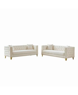 Streamdale Chesterfield Velvet Sofa, 3+3 Seater, Button Nailhead.