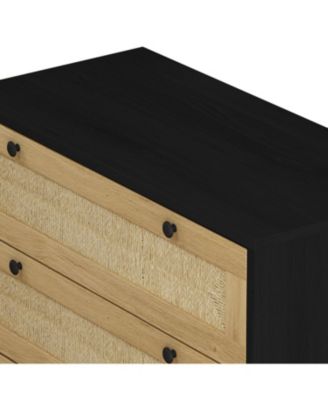 Black 3-Drawer Woven Storage Cabinet (Set of 2