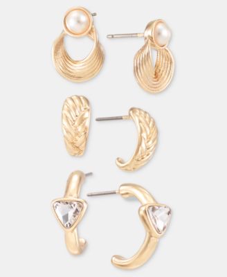 3-Pc. Set Crystal & Imitation Pearl Earrings 