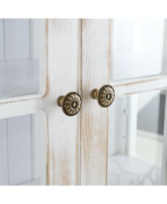 77.5" Vintage Glass Door Display Cabinet