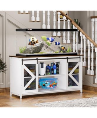 Metal Aquarium Stand with Cabinet - 80 Gallon White