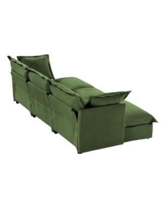  Chenille 3-Seat Sofa with Ottomans