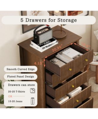 Streamdale Fluted 5-Drawer Dresser - Walnut