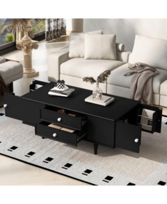 Modern Rectangle Coffee Table w/ Drawers & Hidden Storage