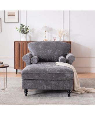 Oversized Chenille Chaise Lounge Sofa Bed