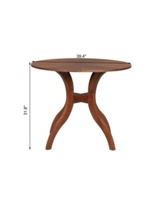 Walnut Round Dining Set- 39.4" Table + 2 Chairs, Solid Wood