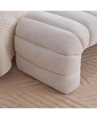 Streamdale 69.7" Modern Upholstered Bed Bench, Chenille Ottoman, Ivory