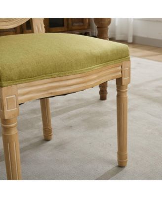 Set of 2 French Style Linen Dining Chairs