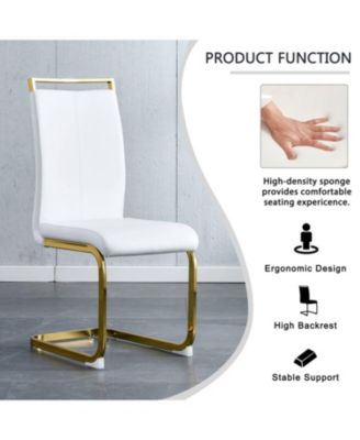 Streamdale Modern PU Leather Dining Chairs, Golden Legs (Set of 2)