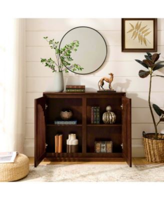 Mid Century Fluted Sideboard Cabinet - Dark Walnut