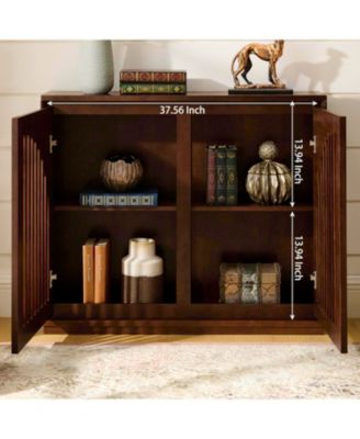 Mid Century Fluted Sideboard Cabinet - Dark Walnut
