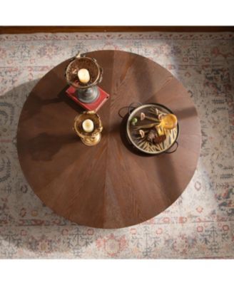 39" Round Coffee Table - Handcrafted Relief Pedestal