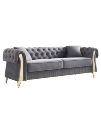 Chesterfield Modern Tufted Velvet Living Room Sofa, 84.25"W Couch.
